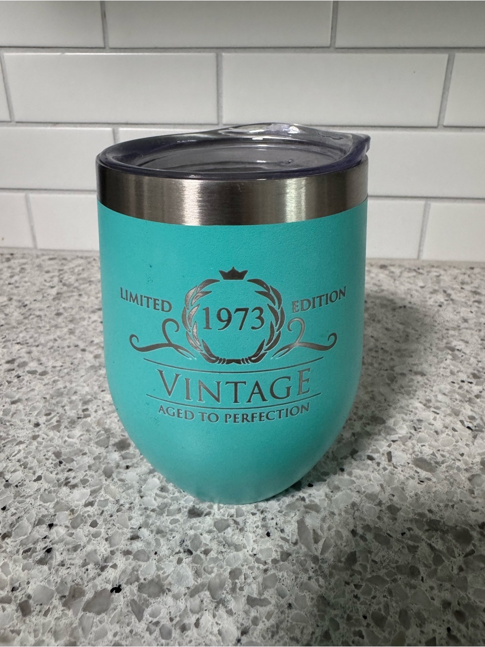 Vintage 1973 Turquoise Insulated Wine Tumbler - Limited Edition